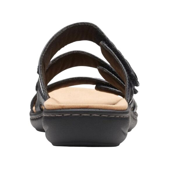 CLARKS COLKECTION Black Leather LAURIEANN Cove Ajustable Velcro Flat Sandals 9W - Picture 10 of 14